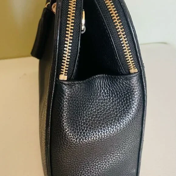 Kate Spade Black Leather Kalen Chester Street Satchel purse bag w strap EUC - Picture 5 of 9